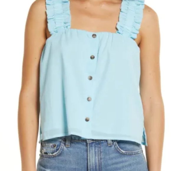 Ruffle Strap Cotton Tank Top - Picture 2 of 5